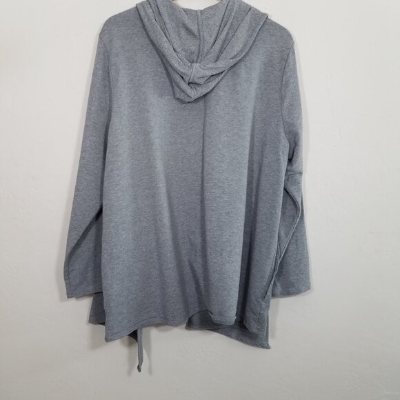 Pure Jill Hooded Open Front Cardigan with Pockets Gray Size 3X - Picture 6 of 7
